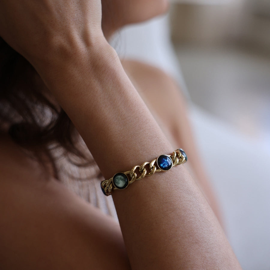 2 Moon and 2  Constellation Pleiades Bracelet in Gold