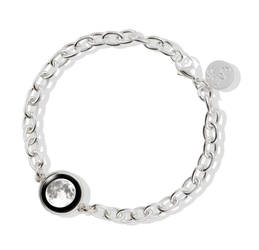 Silver Link Bracelet and Moon and Crystal Tie Bar