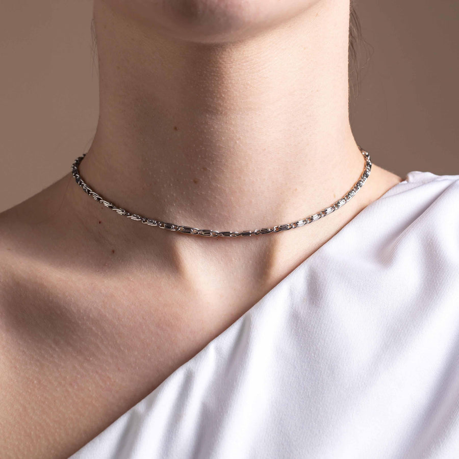 Woman wearing Celestial Curb Chain in Stainless Steel