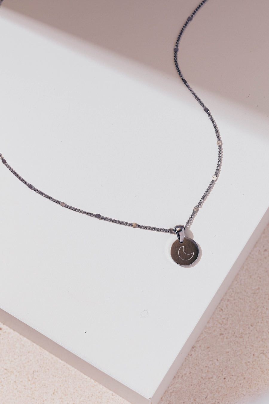 Stainless steel Moon Tag Necklace