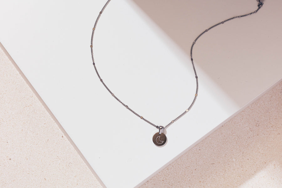 Stainless Steel Moon Tag Necklace 