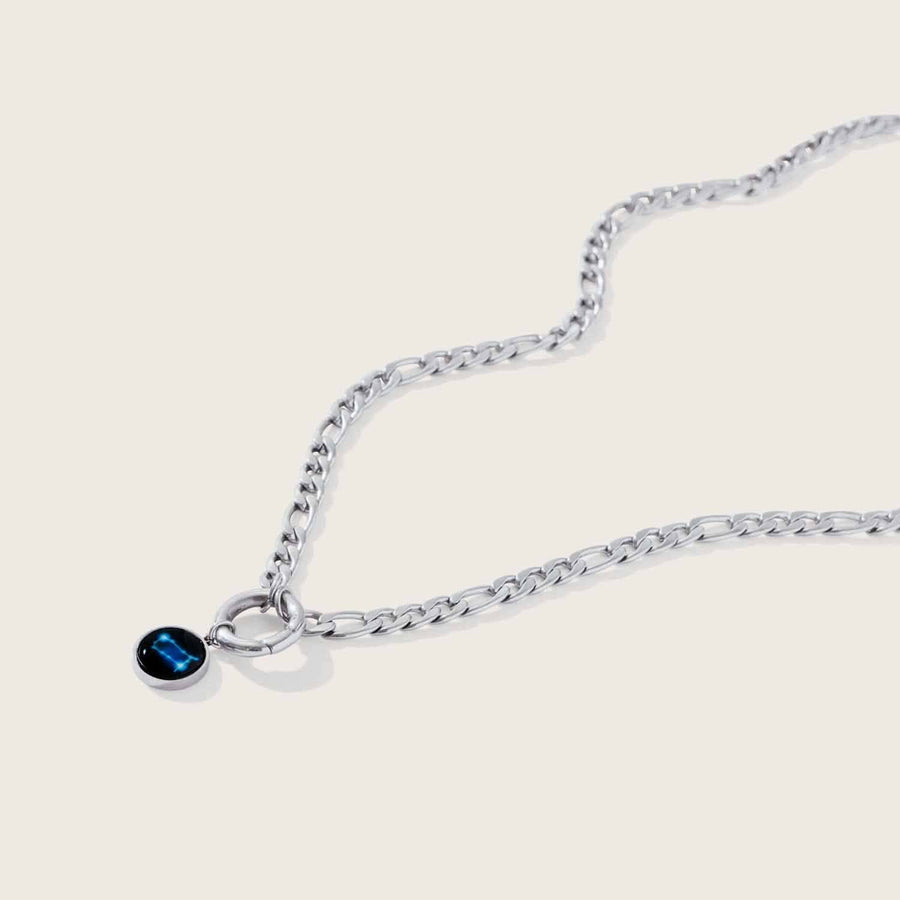 Stainless steel curb chain necklace with constellation astrology pendant 