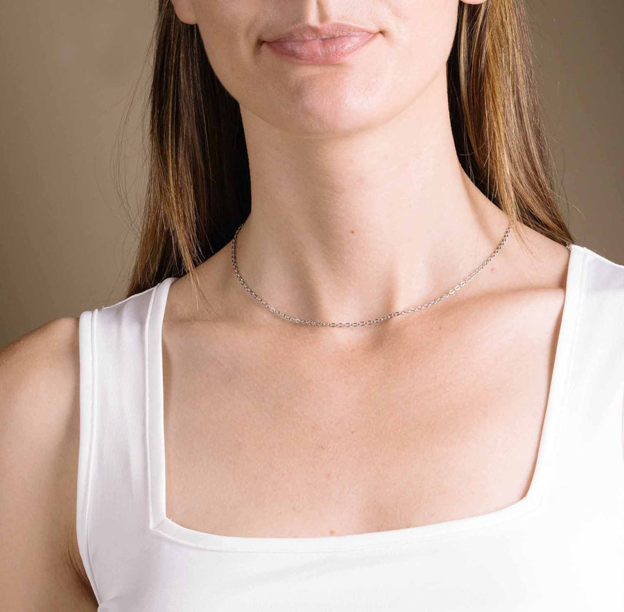Woman wearing Stainless Steel Link Chain